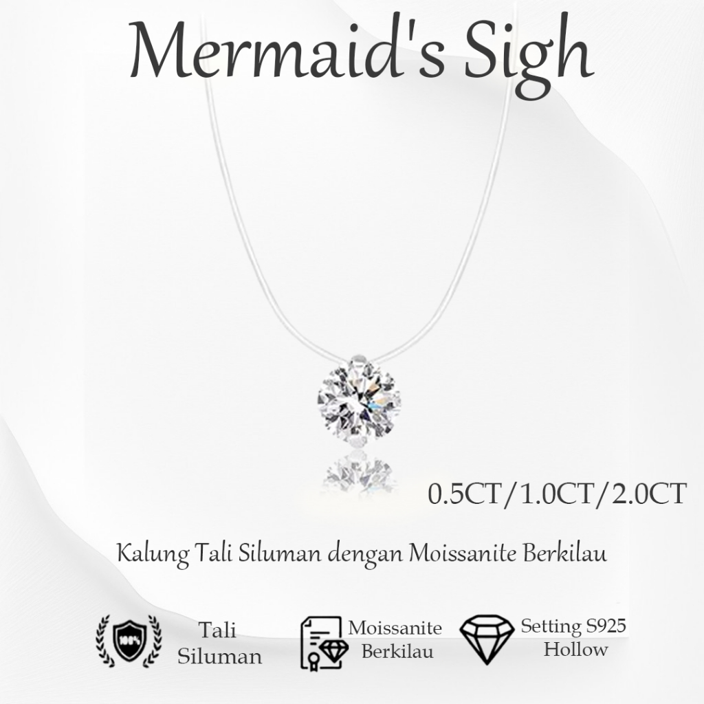 Fareshin Kalung Wanita Moissanite GRA Tears Mermaid Necklace
