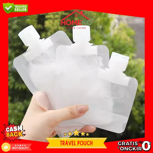 HK Plastik Traveling Pouch Organizer Bag Tas travel Botol Refill Tempat Sabun Cair Botol Sabun