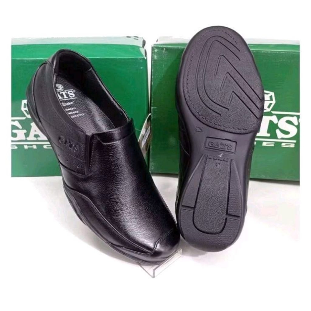GATS GI 7218 HITAM Sepatu Pantofel Pria Original Leather