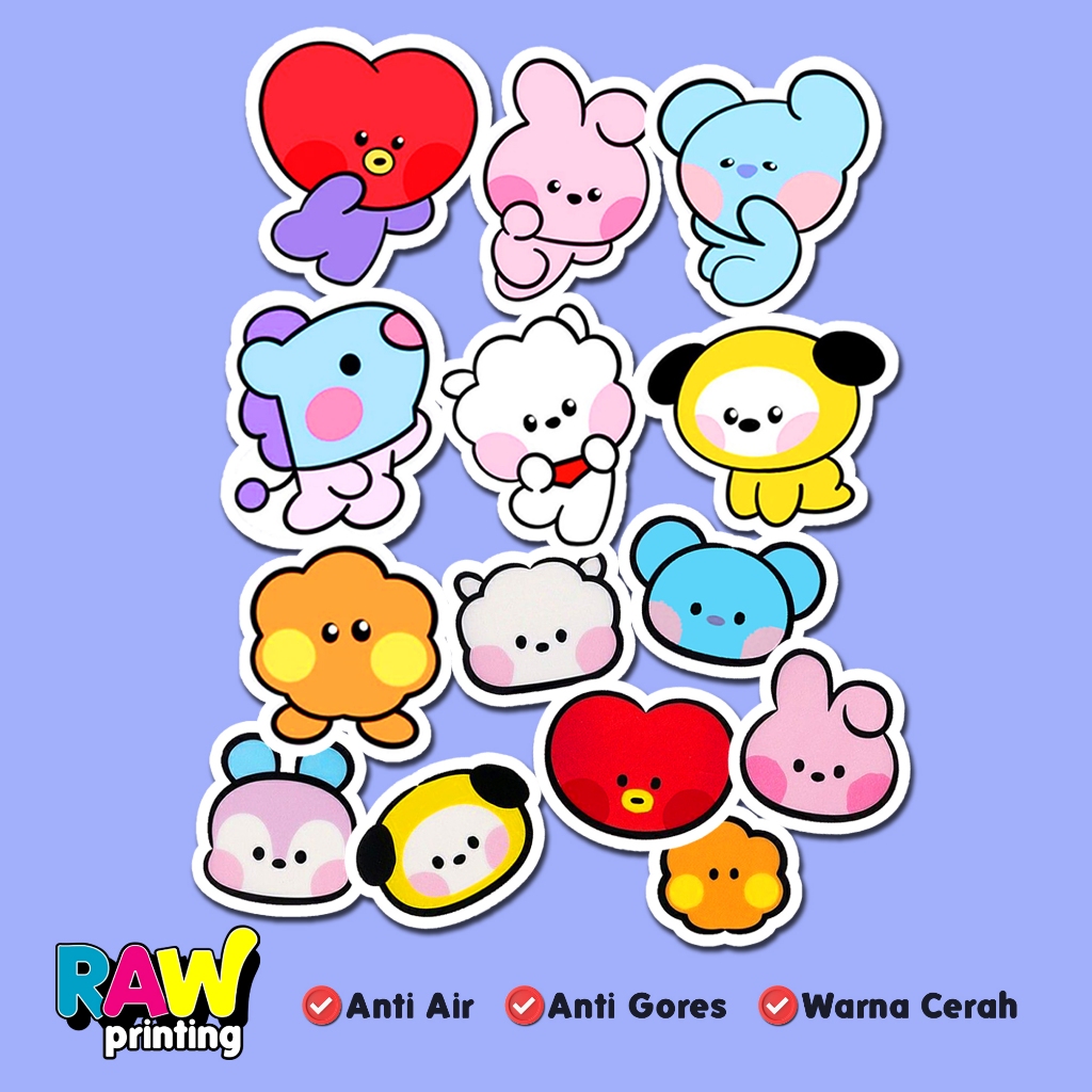 STICKER PACK STIKER BT21 14PCS