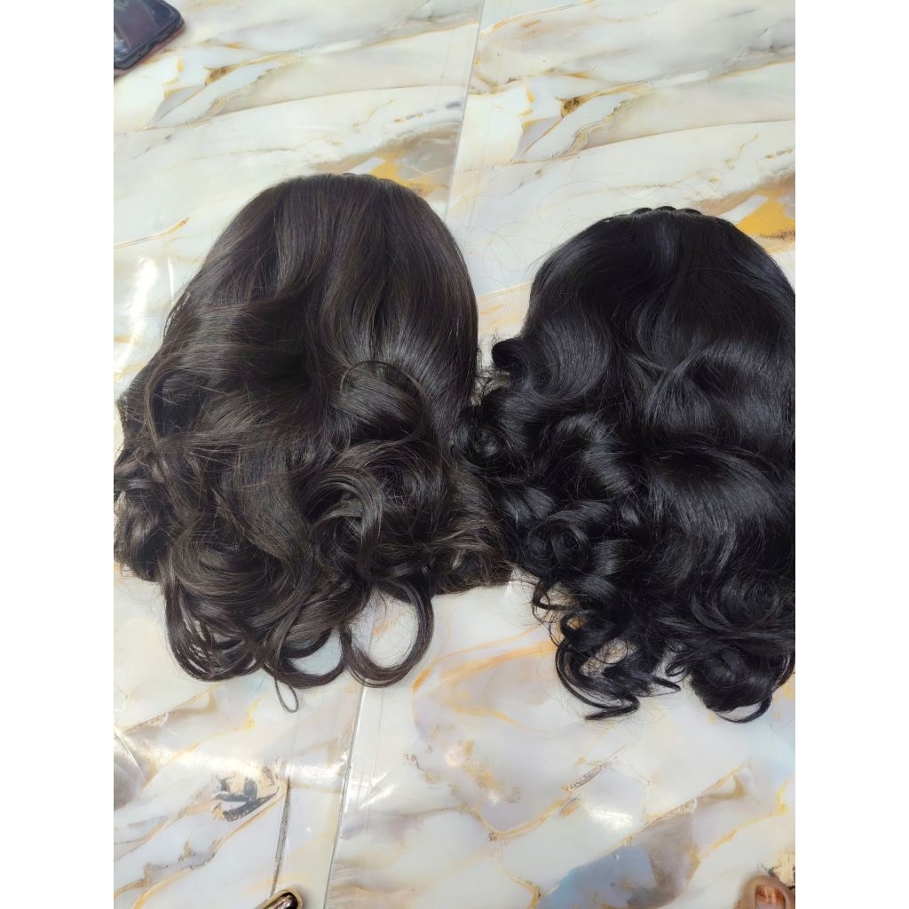 Wig Bando Kepang Curly Sebahu Wig Rambut Pendek Wanita Hair Band Wig