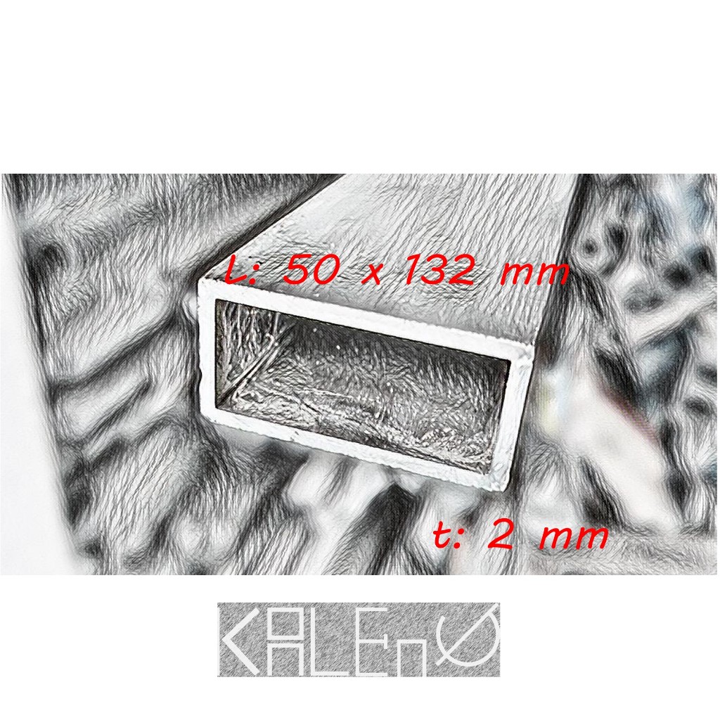 Hollow Aluminium Persegi Panjang 50 x 132 x 2 mm