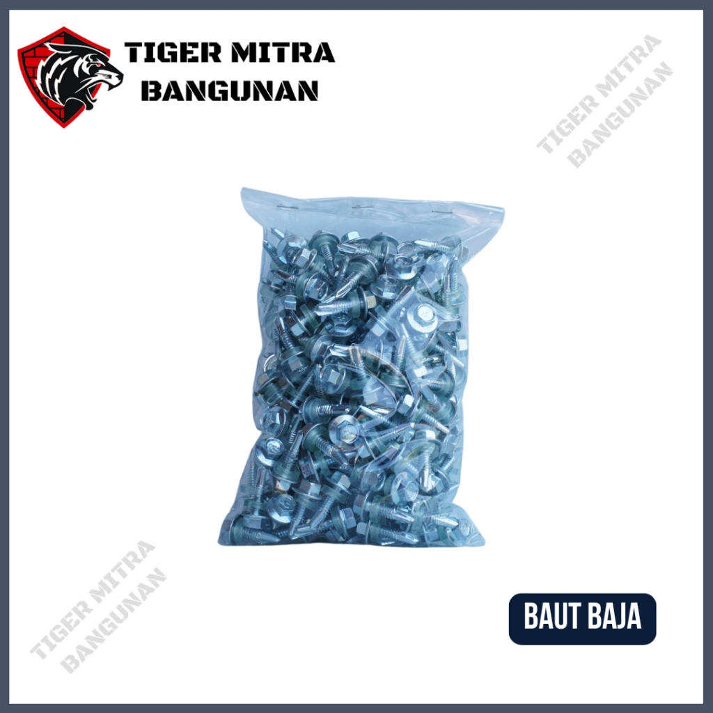 SEC Skrup Baut Baja Ringan 12x20 Roofing Putih Baut Baja Berkualitas