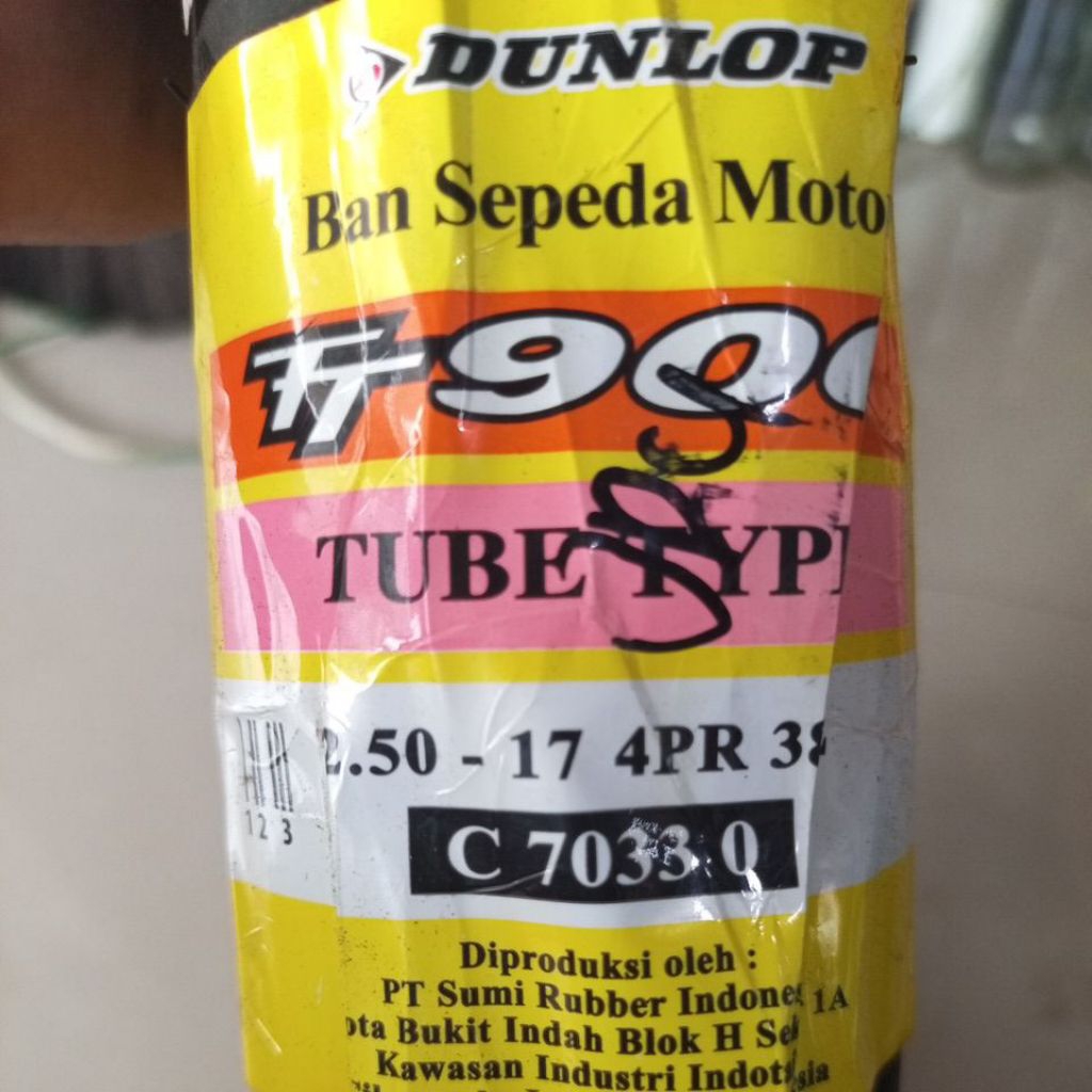 ban luar mrek Dunlop ukuran 70/90-17 tubetype