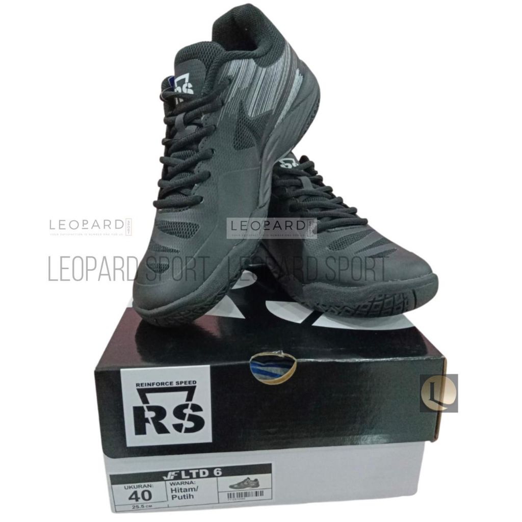 Sepatu Badminton RS JF LTD 6 Hitam Putih / RS JF