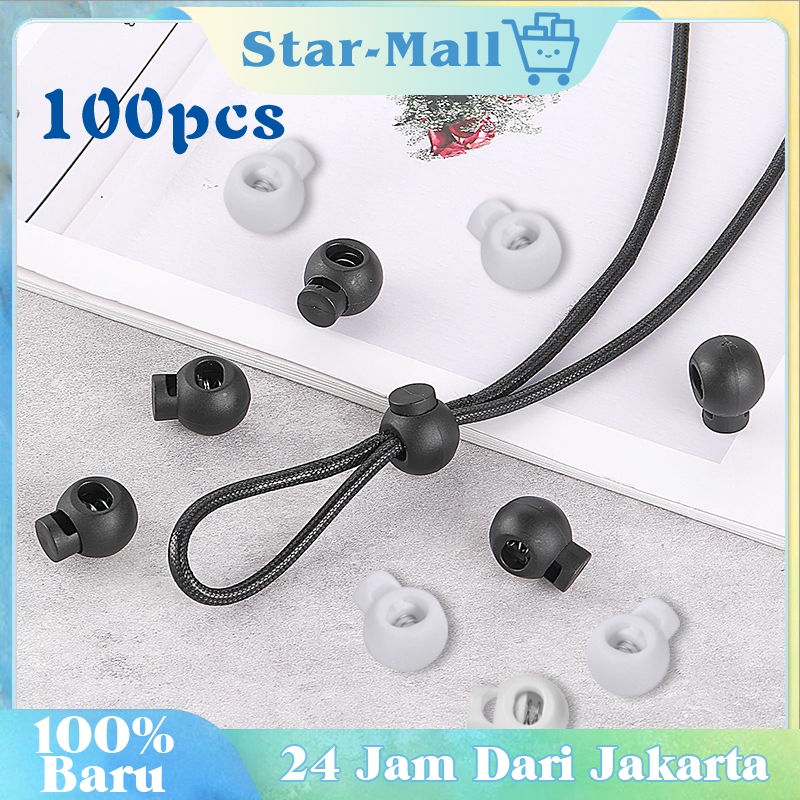 100pcs Stopper Tali Plastik Stopper Bulat Akesoris Tali Celana Stopper Tali Jaket Stopper Ujung Tali