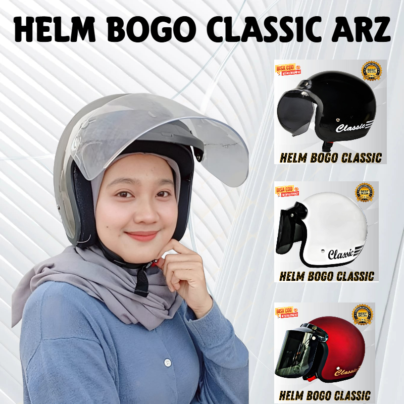Helm Bogo Retro Clasic SNI Dewasa-HELM BOGO POLOS cowo cewe-helm motor bogo murah hijab