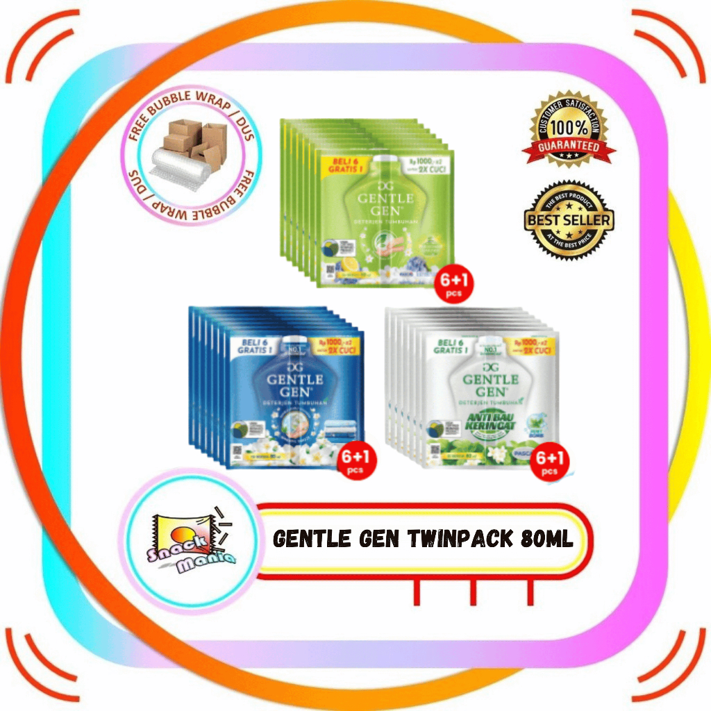 GG Gentle Gen Deterjen Cair Twin Pack ~ 80 ml x 6 + 2 Sachet GentleGen