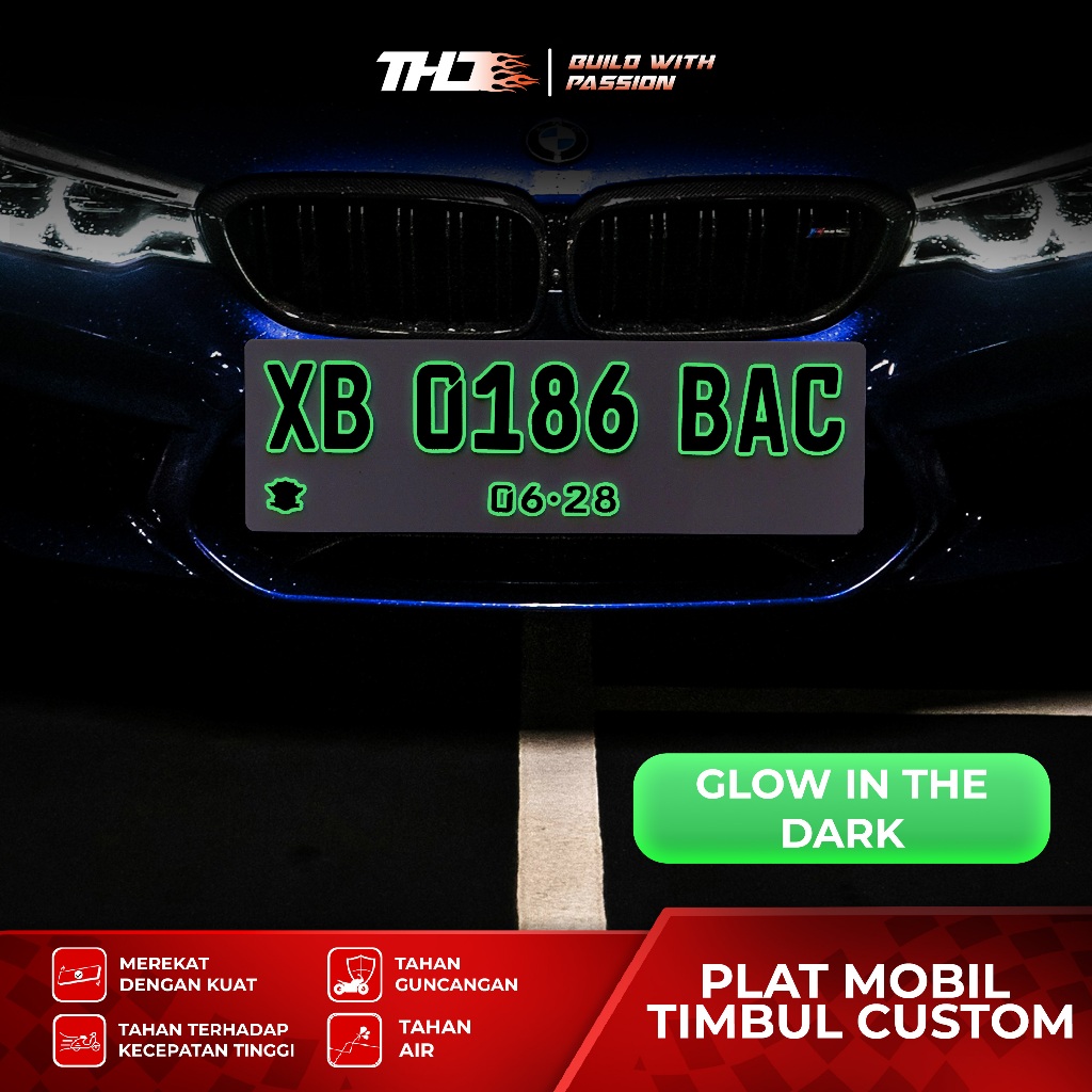 Plat Mobil Timbul Custom Glow In The Dark Fosfor Nomor Mobil Akrilik Keren Murah Original Aksesoris