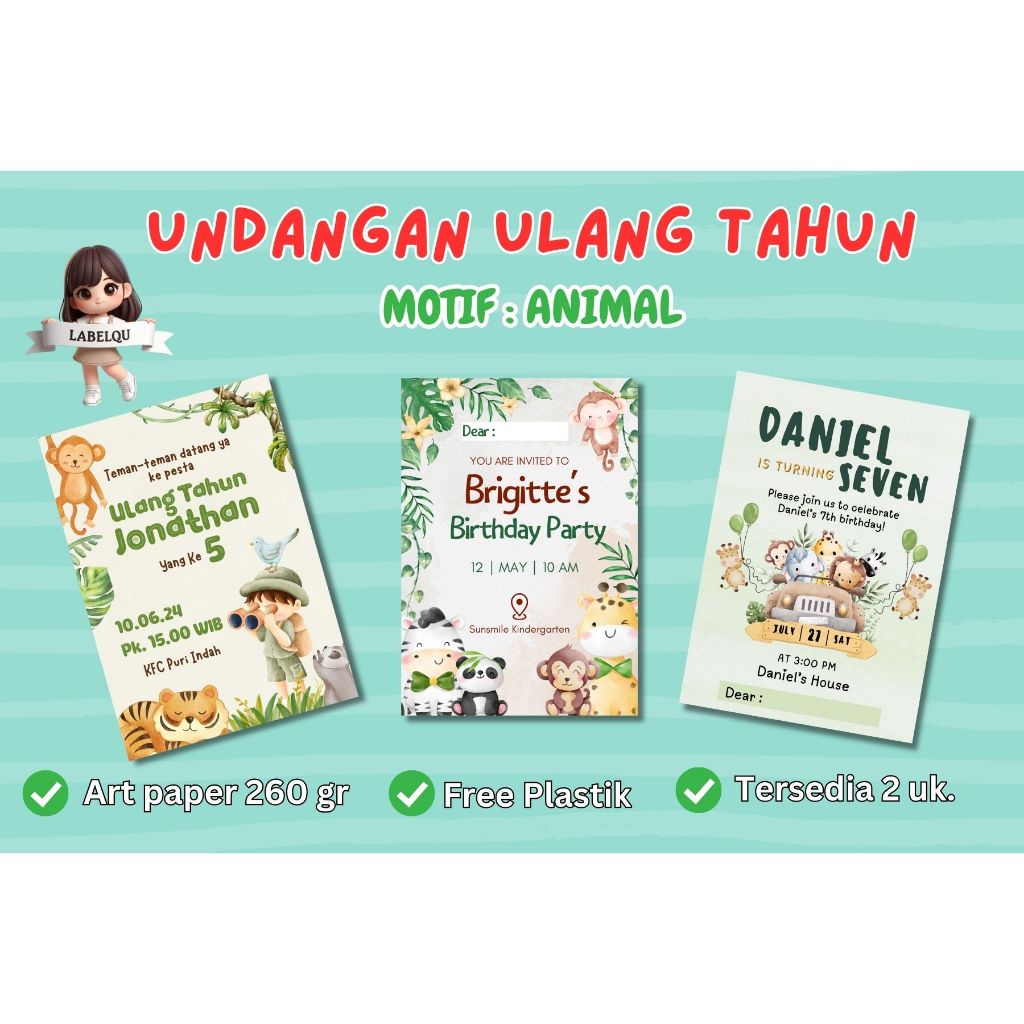 Kartu Undangan Ulang Tahun Anak Custom Kartu Undangan Ultah Souvenir Anak Birthday Invitation Kids U