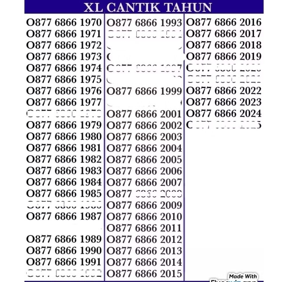 NOMER CANTIK SERI TAHUN XL TELKOMSEL INDOSAT