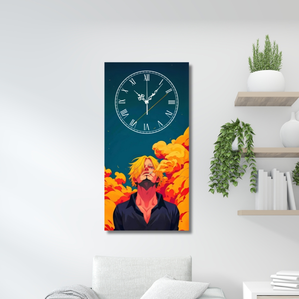 Jam Dinding Lukisan Anime Sanji One Piece Unik Modern Minimalis Dekorasi Kamar Ruang Tamu Hiasan Din