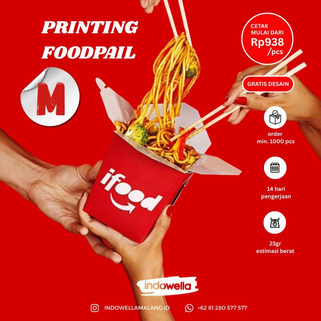 Custom Foodpail M | Kemasan Rice Box | Paper Box | Laminasi | Tahan Minyak | Full Printing