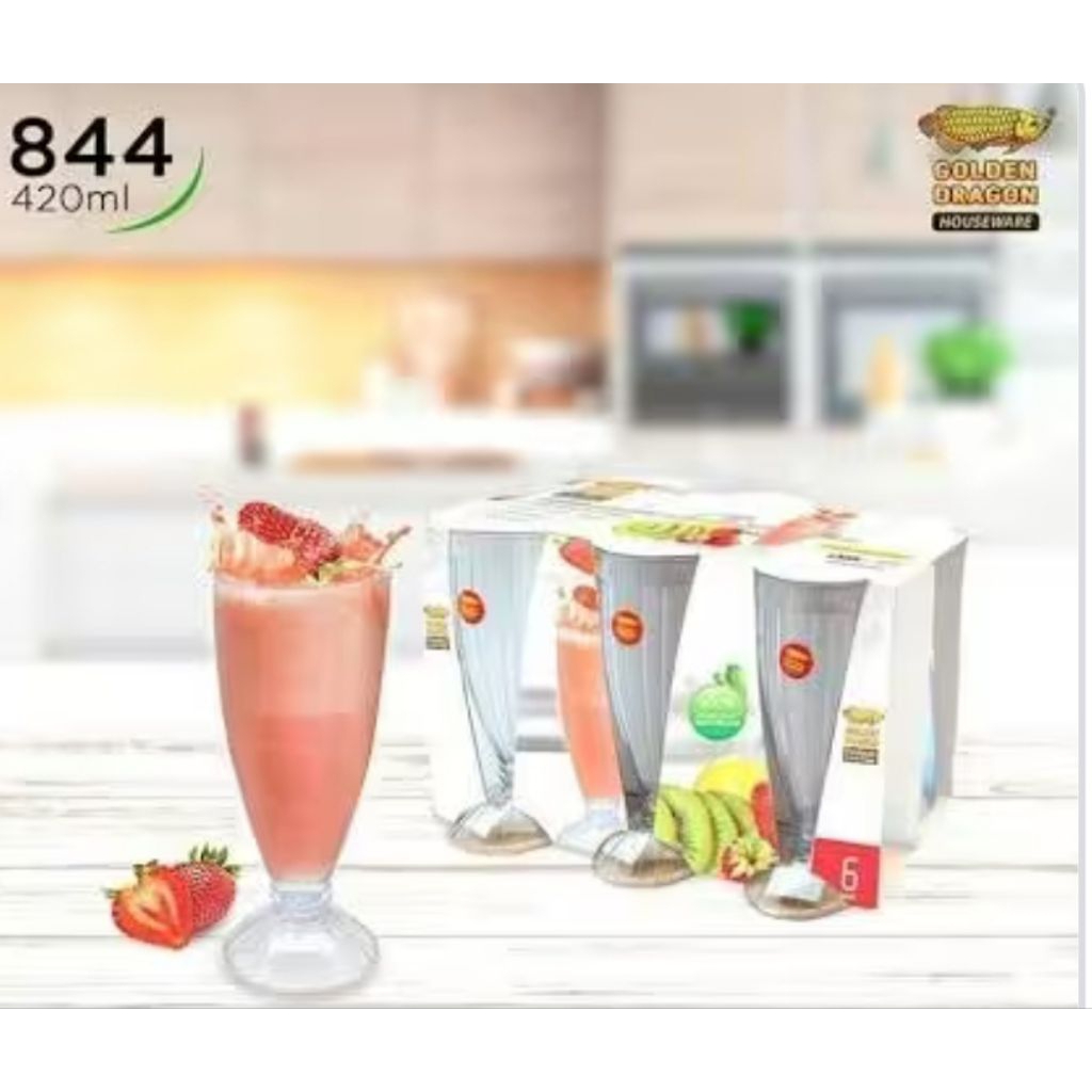 Golden Dragon Gelas Jus 844 (6's) Gelas Plastik Acrilic Bening Seperti Kaca Transparan