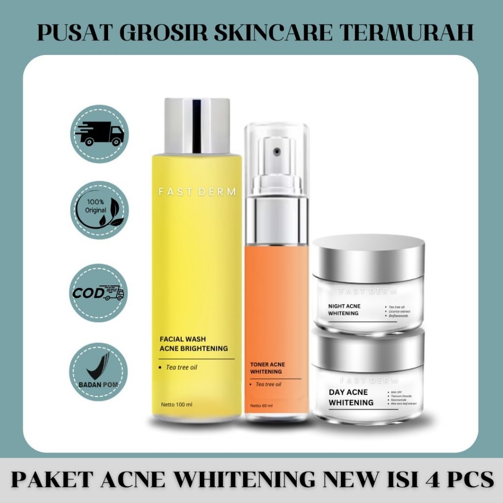 SKINCARE PAKET ACNE WHITENING NEW FAST DERM ORIGINAL