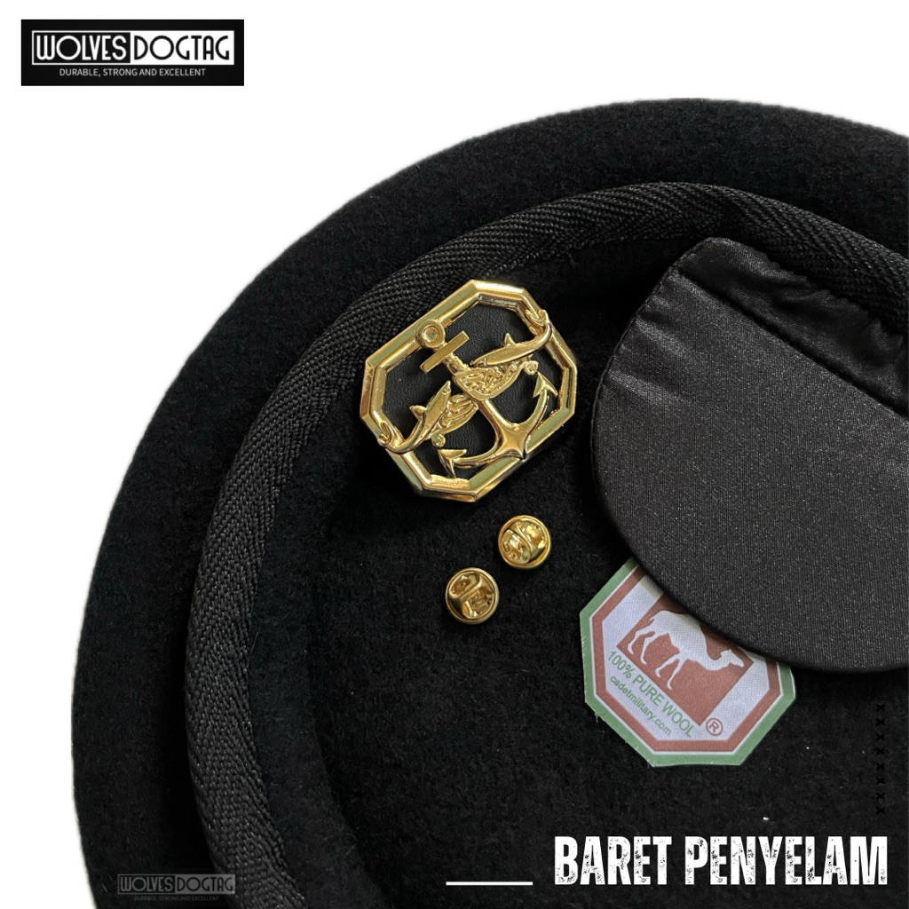 Baret penyelam / baret korps penyelam / baret camel / baret hitam / baret TNI AL / baret koarmada / 