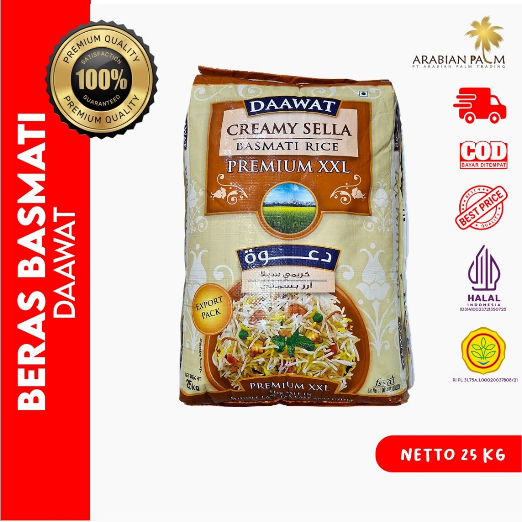 BERAS BASMATI DAAWAT CREAMY SELLA 25 KG | IMPOR INDIA