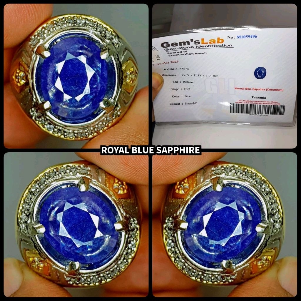 blue sapphire jumbo HQ royall blue + sertifikat lab