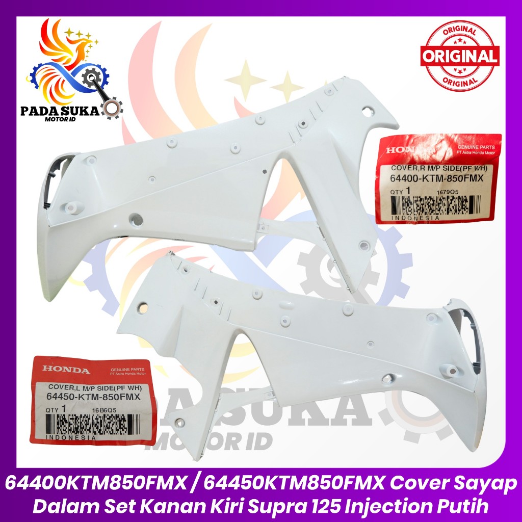 Cover Sayap Dalam Set Kanan Kiri Supra 125 Injection Putih 64400KTM850FMX / 64450KTM850FMX ORIGINAL 