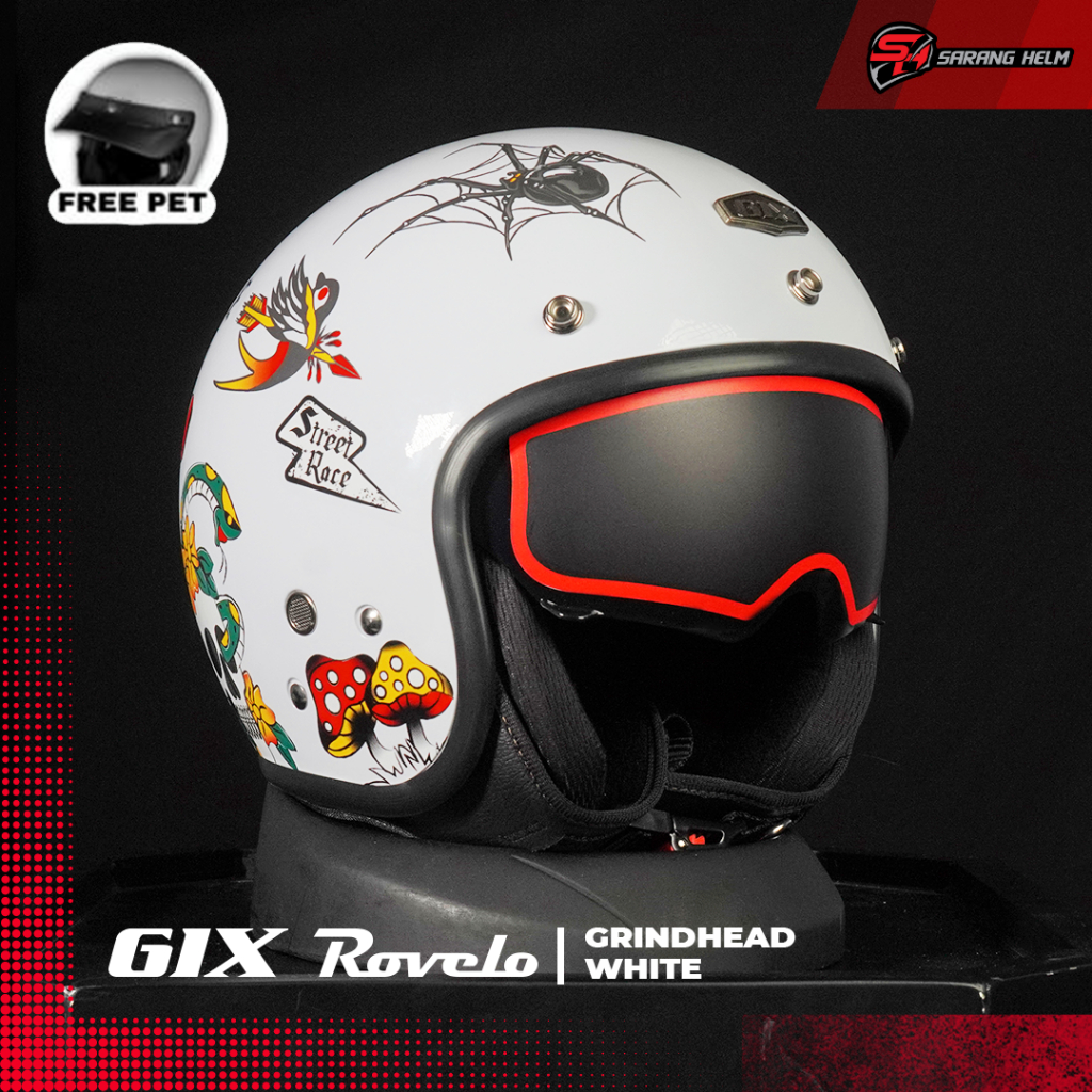 GIX Rovelo Grindhead - Helm Half Face | GIX | GIX Rovelo | GIX Motif | Grindhead | Helm Gix | SNI