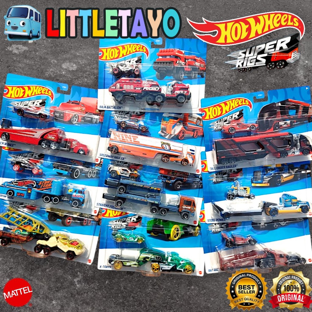 Hot Wheels Super Rigs Truck Transport Fleet Trailer Towing Speedway Hauler Tall Order Hauler Mattel