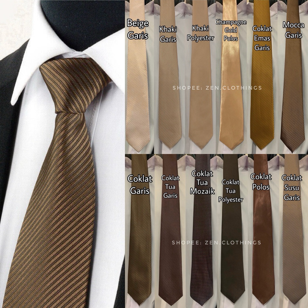 Dasi Pria Ikat Manual Warna Coklat Terang Susu Coksu Muda Khaki Cokelat Tua Mocca Brown Moka Dewasa