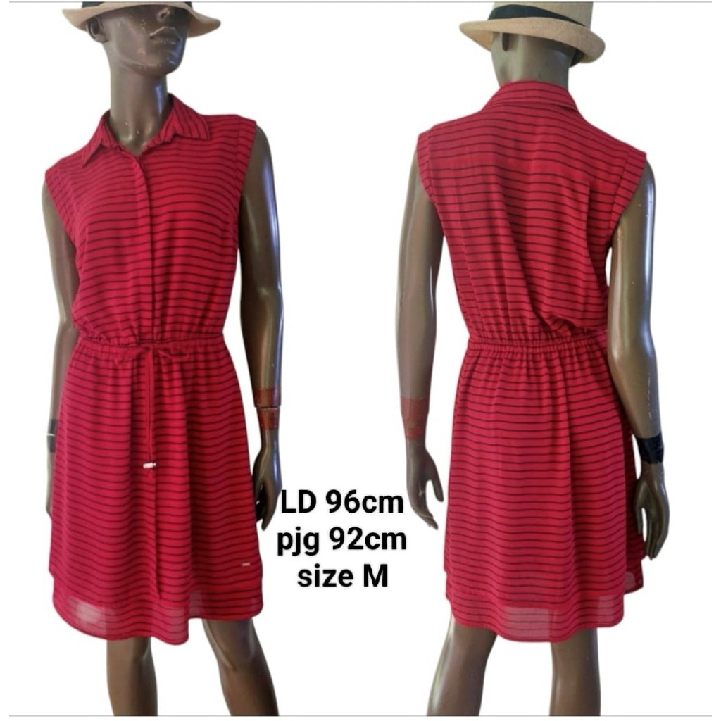 preloved branded original Tommy Hilfigher red stripes sleeveless dress