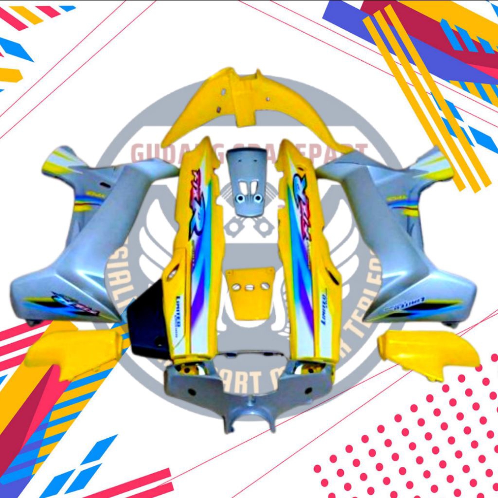 Full bodi halus fizr kuning silver, Cover bodi fizr kuning, sayap fizr silver, spakbor fizr kuning