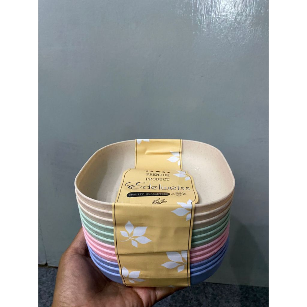 Piring kecil kotak edelwish / pisin serbaguna plastik / piring kecil sajian makana [12Pcs]