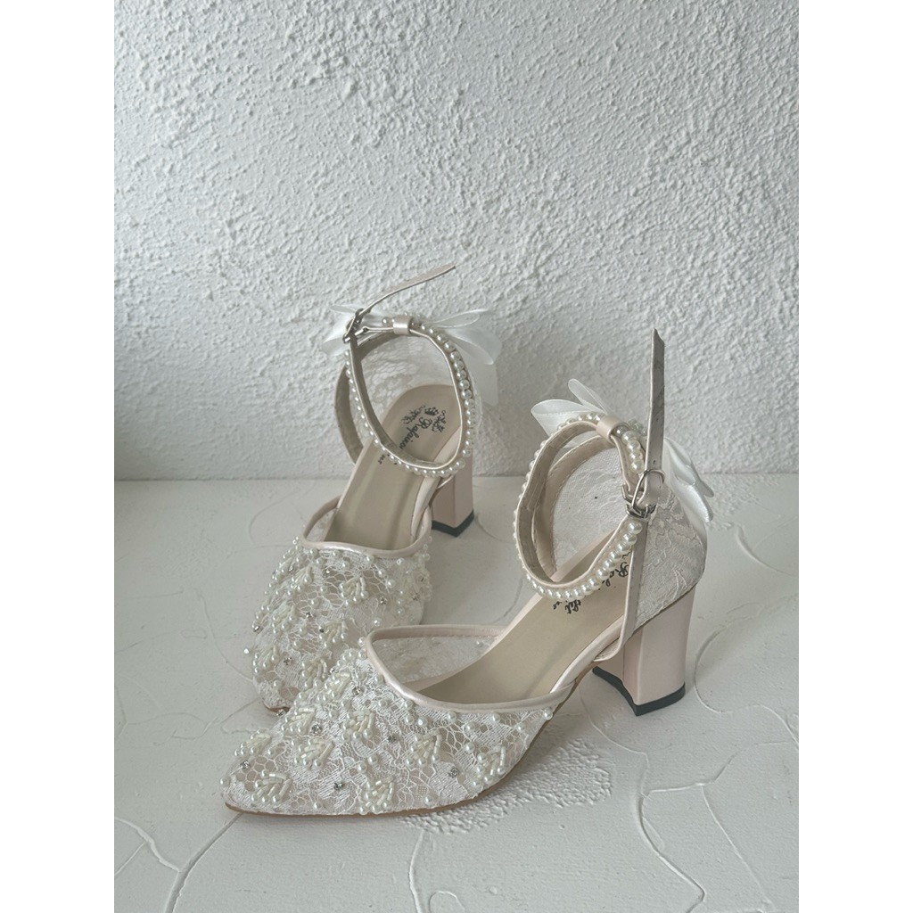 sepatu pesta Marisya ivory pita 7cm tahu ( tidak bisa costume )