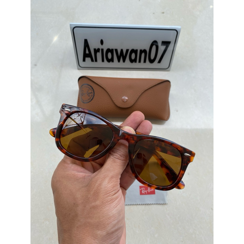 kacamata ray-ban wayfarer tortoise kaca cokat sz 50