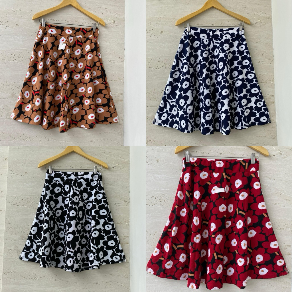 Rok Payung Naura Selutut Wafel Bunga Putih Kembang Warna