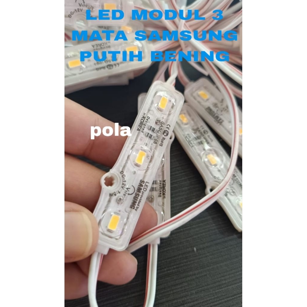 led modul module samsung 3 mata besar warna putih transparan bening 12v