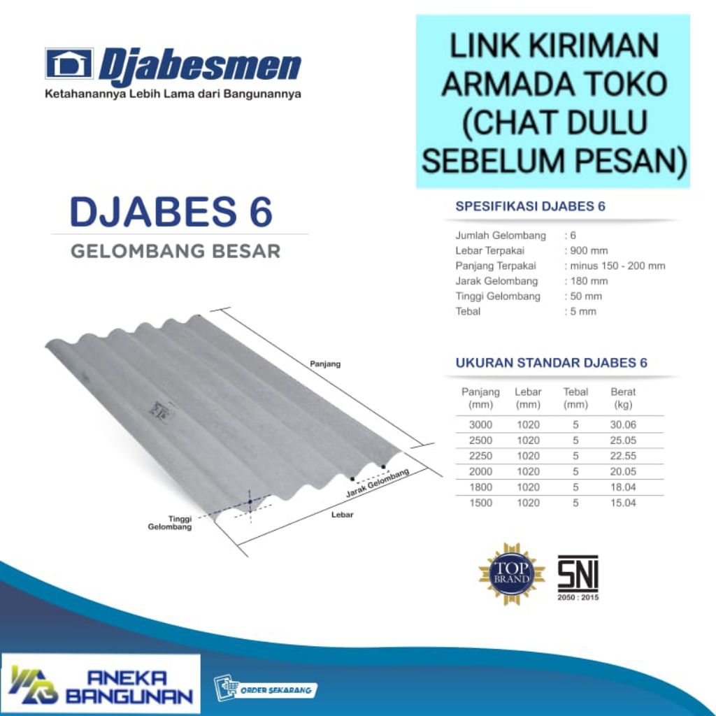 Atap Asbes Djabesmen Gelombang Besar