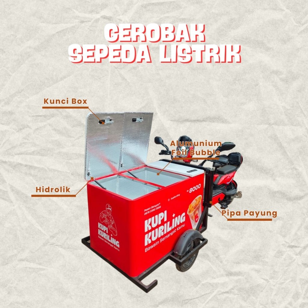 Gerobak sepeda listrik kopi keliling