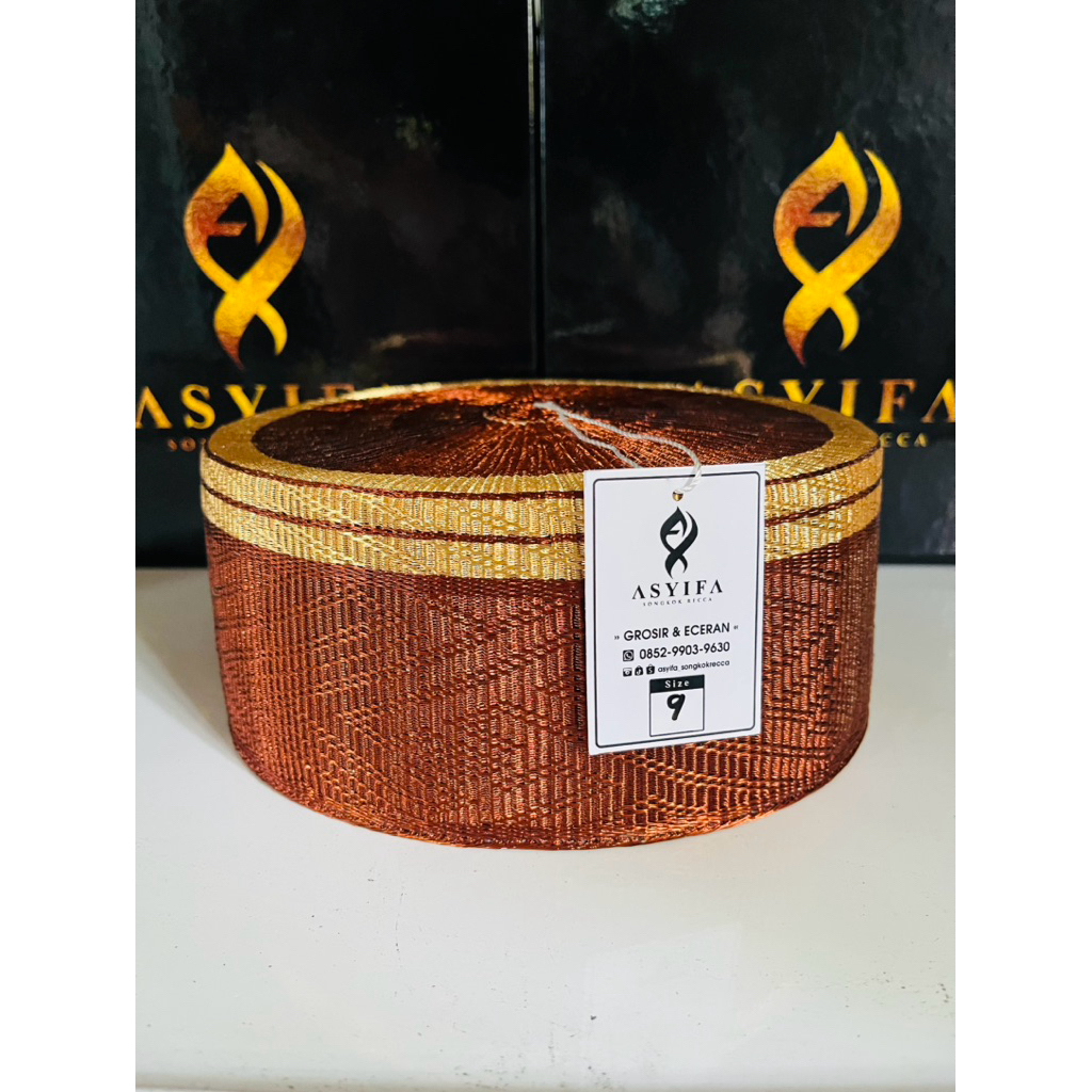 Songkok Recca Coklat mix Full Tembaga