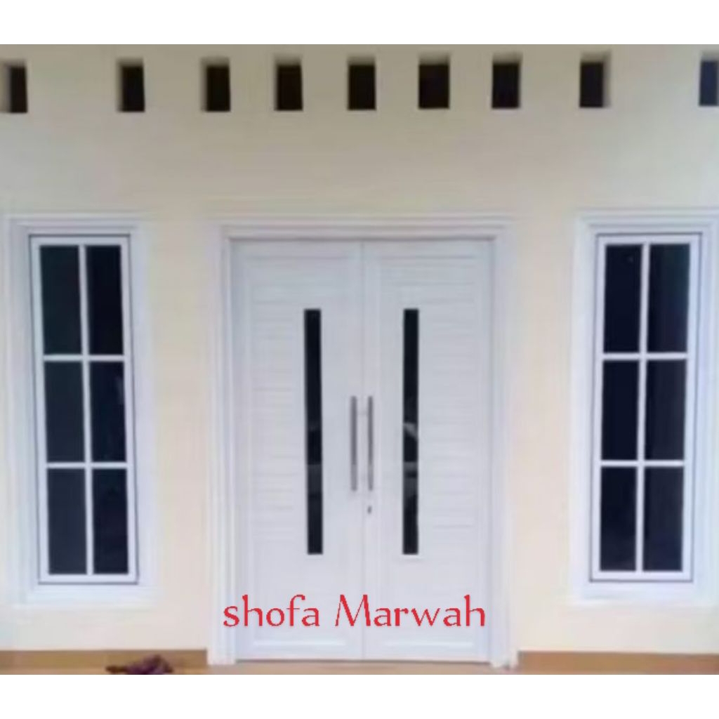kusen+pintu dua ukuran L 130.T 210.jendela kiri kanan masing masing 50x160.alumunium gratis Peking k
