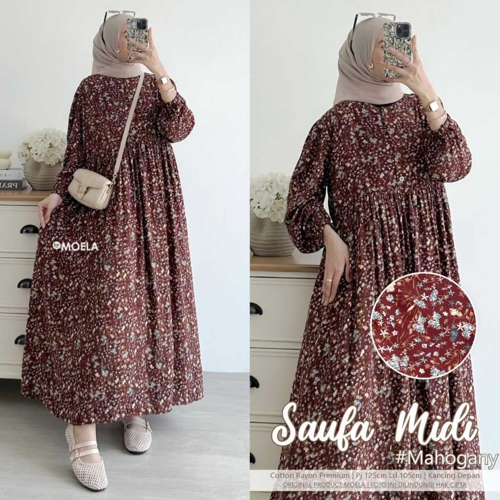 Saufa Midi Original Moela Saufa Moela Cotton Rayon Premium Dress Midi Saufa Moela