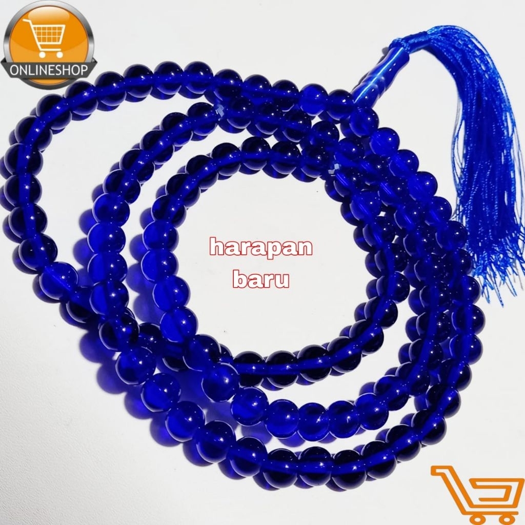 TASBIH BATU BLUE SAFIR 8 MM 99 BUTIR