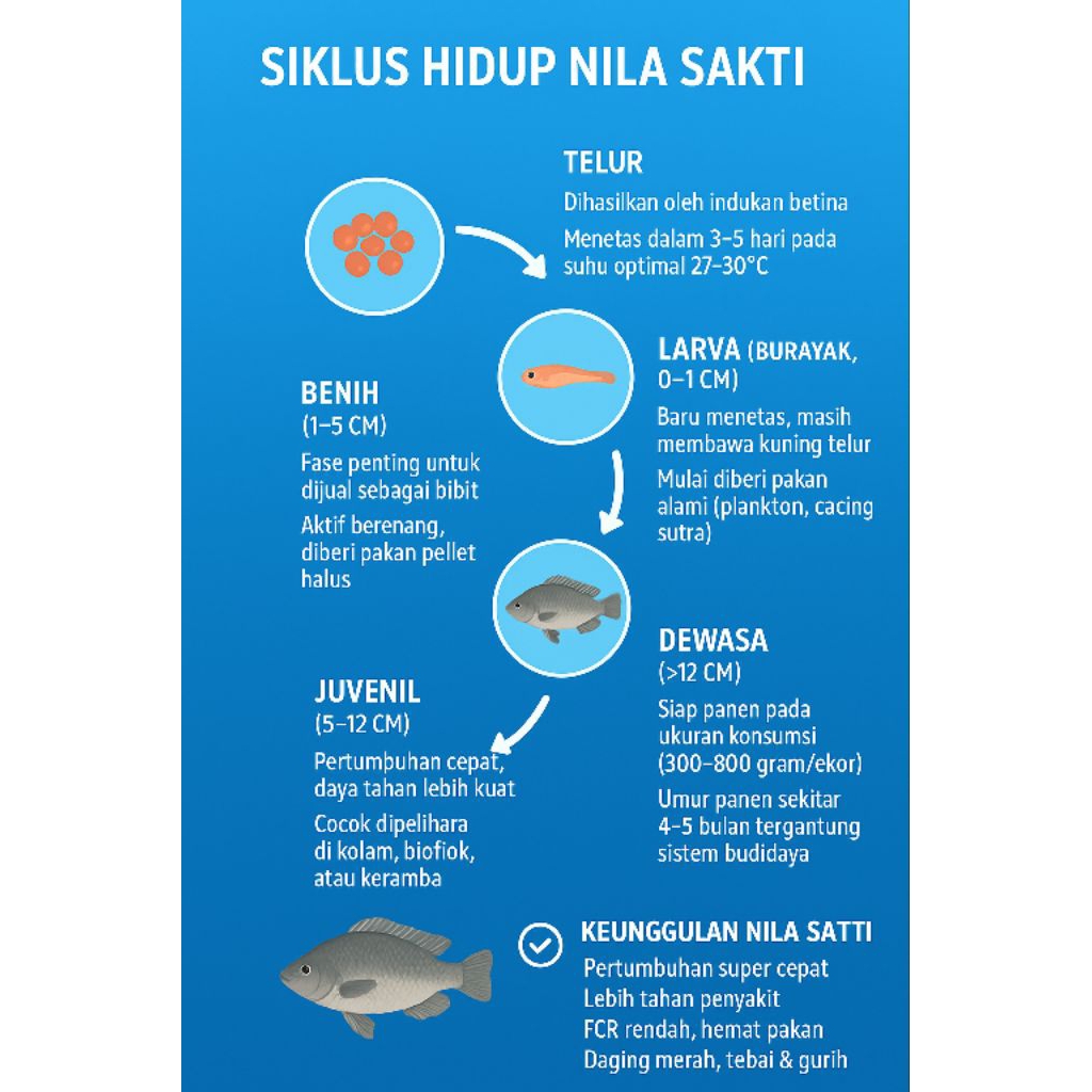Benih Larva  Nila Sakti Isi 400 Ekor + Bonus Pakan