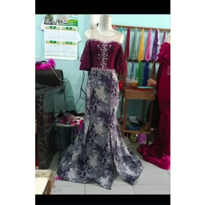 Gaun Batik Mewah Premium. Gaun Singer/Pesta/Kondangan/Wisuda