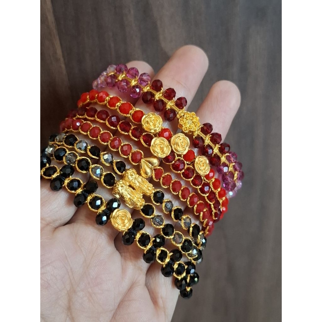 Gelang Kristal Charm emas 24 karat/999