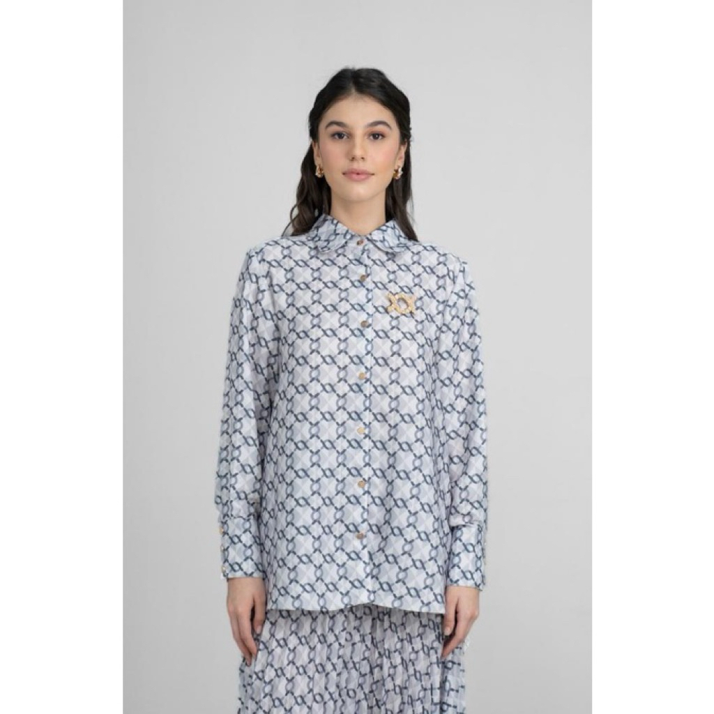 Monogram Pleated Shirt by Wearing Klamby