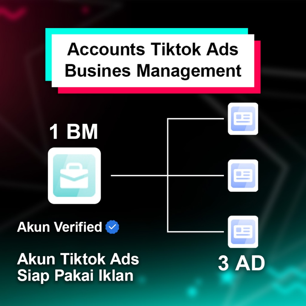 Akun TikTok Ads Verified | 1 BM Isi 3 Akun Iklan | Siap Ngiklan (Cocok Bagi Pemula)