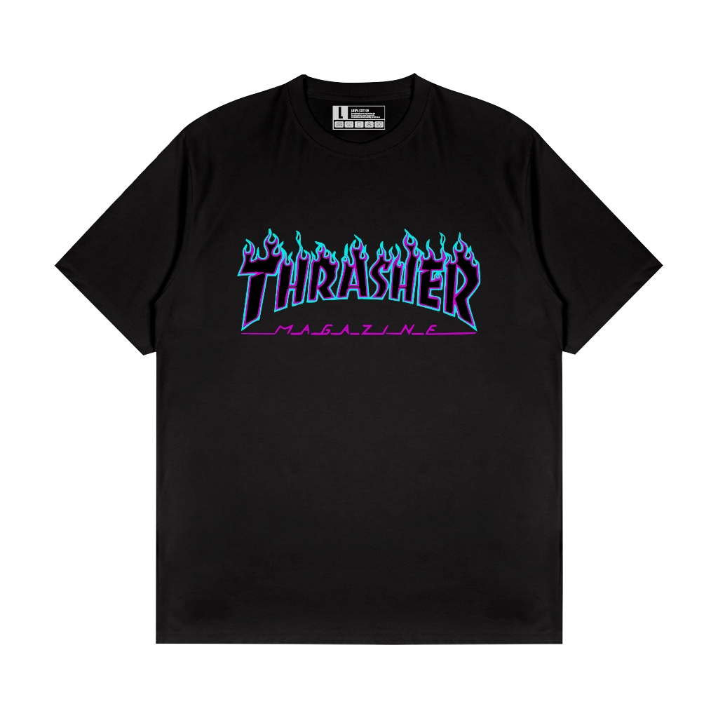 THRASHER tshirt font blue / kaos distro premium original mirror / kaos distro terlaris