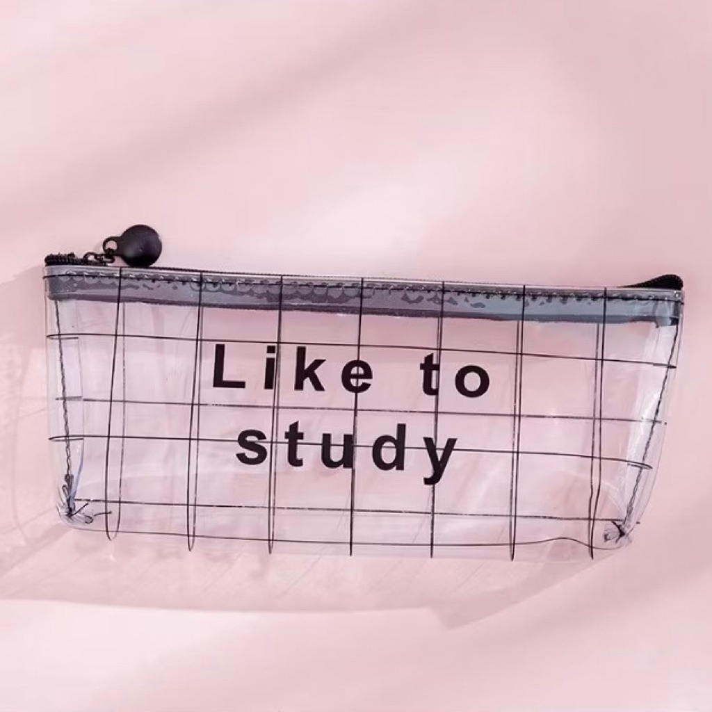 [NEW] Kotak Pensil Hitam Aesthetic Transparan | Pencil Case | Tempat Pensil | Stationery