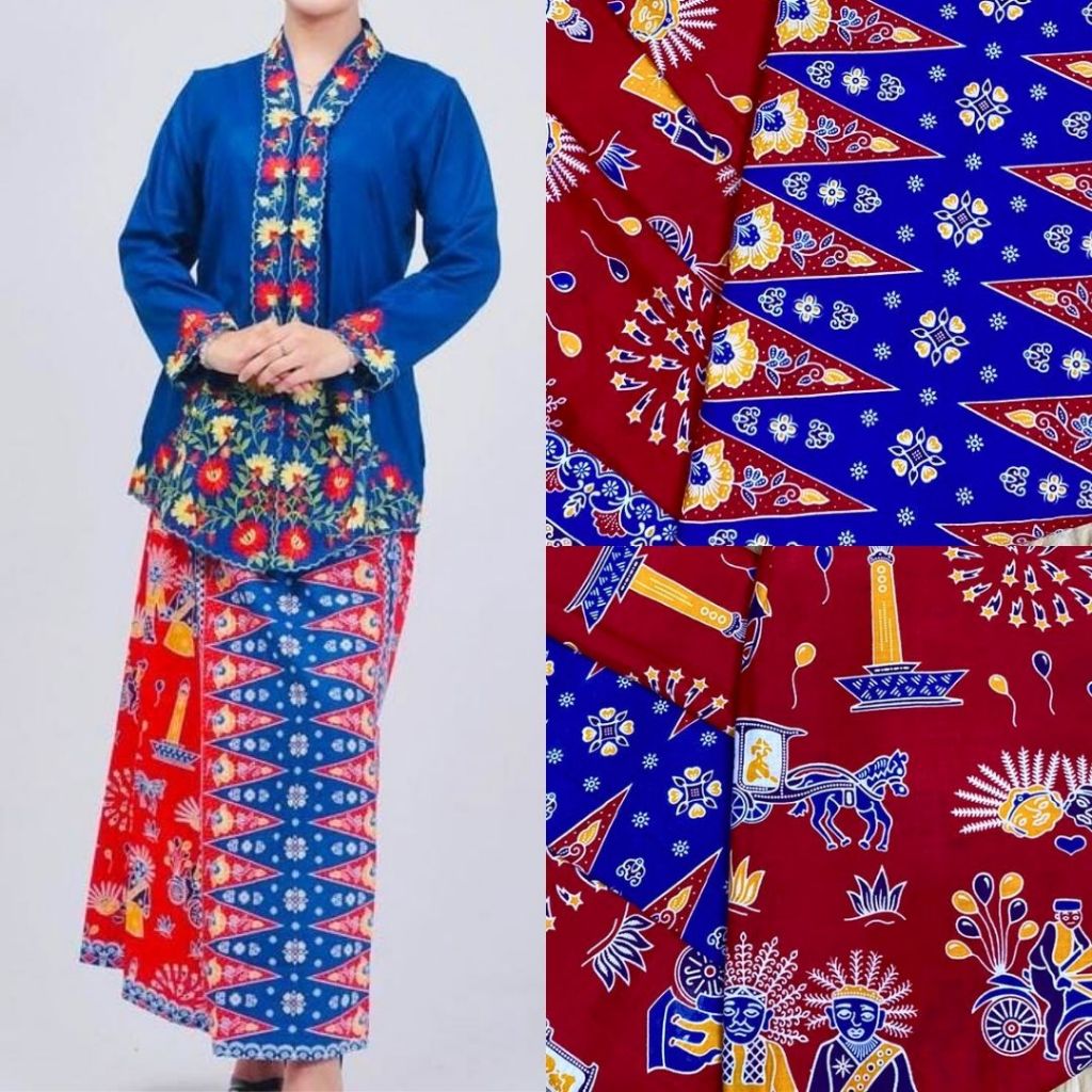 Batik Betawi / Rok Tumpal Batik Sogan Modern Bawahan Kebaya Encim Wanita Merah Birel Dan Aneka Motif