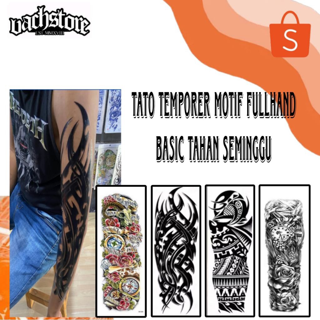 Tato Temporer Model Full Lengan Tangan Fullhand Temporary Tattoo