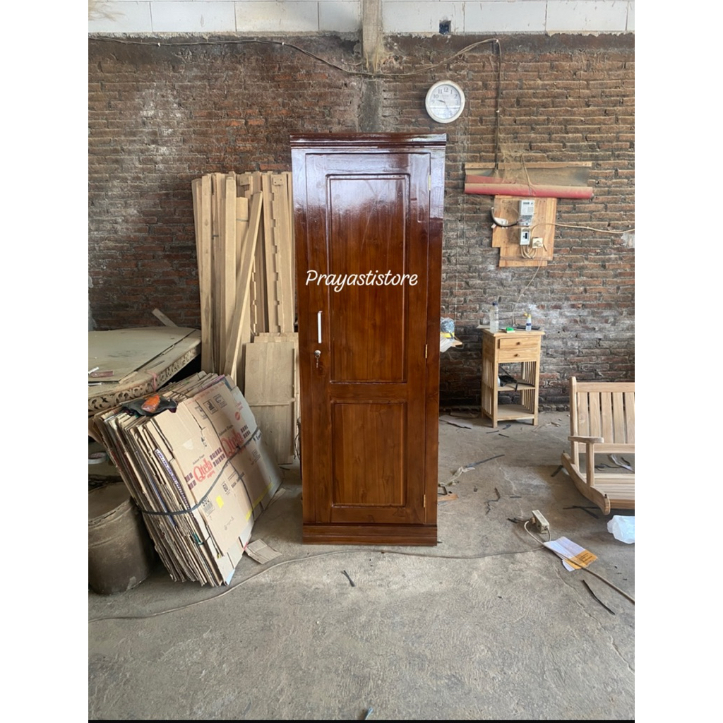 Lemari Pakaian Minimalis Kayu Jati Lemari Pakaian 1 pintu Jati