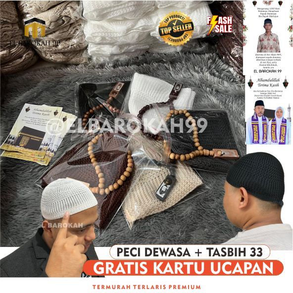 ELBAROKAH99 GROSIR Oleh Oleh Haji dan Umroh Murah / Peci Rajut Murah / Souvenir Haji